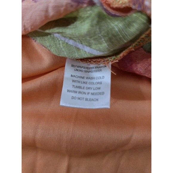 Indigo Rose Tropical Midi Dress L | Orange Multicolor Leaf Print Vacation Style - Picture 5 of 7